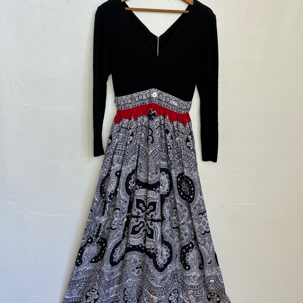 Vintage Maxi Dress Holiday Bohemian 1970s Indian